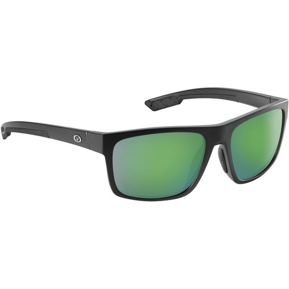 Flying Fisherman Offline Polarized Sunglasses - Matte Black/Amber Green Mirror