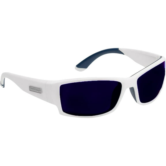 Flying Fisherman Razor Polarized Sunglasses - Matte White/Smoke Blue Mirror