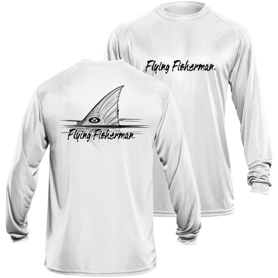 Flying Fisherman Redfish Performance Long Sleeve T-Shirt - Large - White