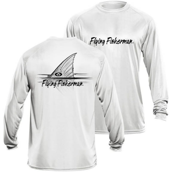 Flying Fisherman Redfish Performance Long Sleeve T-Shirt - Medium - White