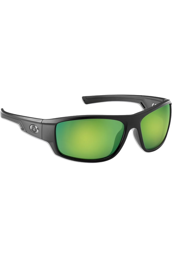 Reefline Polarized Sunglasses - Matte Black/Amber Green Mirror