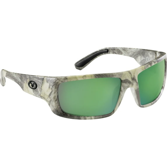 Flying Fisherman Sargasso Polarized Sunglasses - Matte Camo/Amber Green Mirror