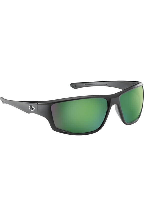 Solstice Polarized Sunglasses - Matte Black/Amber-Green Mirror