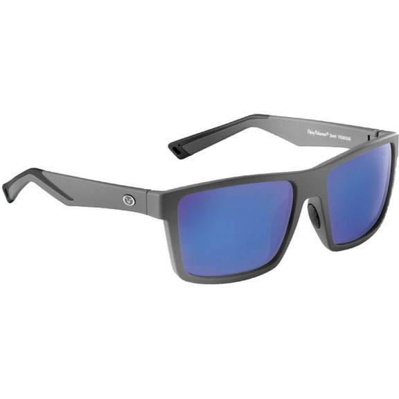 Flying Fisherman Swirl Polarized Sunglasses - Matte Gray/Smoke Blue Mirror