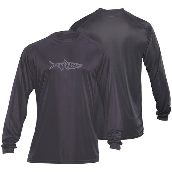 Flying Fisherman Tarpon Long Sleeve Performance Tee, Black - XL