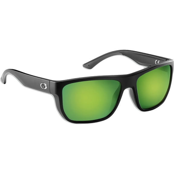 Flying Fisherman Waypoint Polarized Sunglasses - Matte Black/Amber Green Mirror