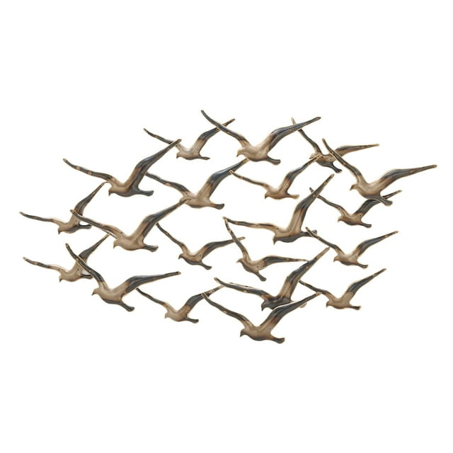 Flying Flocking Birds Wide Metal Wall ArtMaterialMetal,Size45