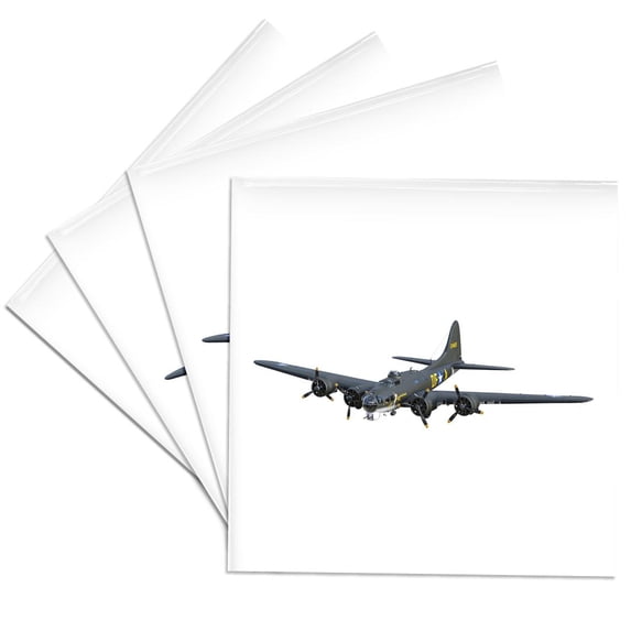 3drose, Flying Fortress from Front Turning Right, Set of 4 Ceramic Tile Coasters