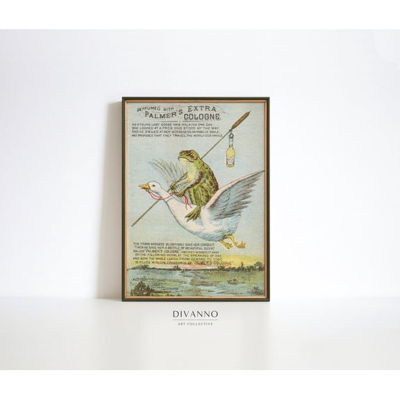 Flying Frog Vintage Illustration Unframed Paper Print