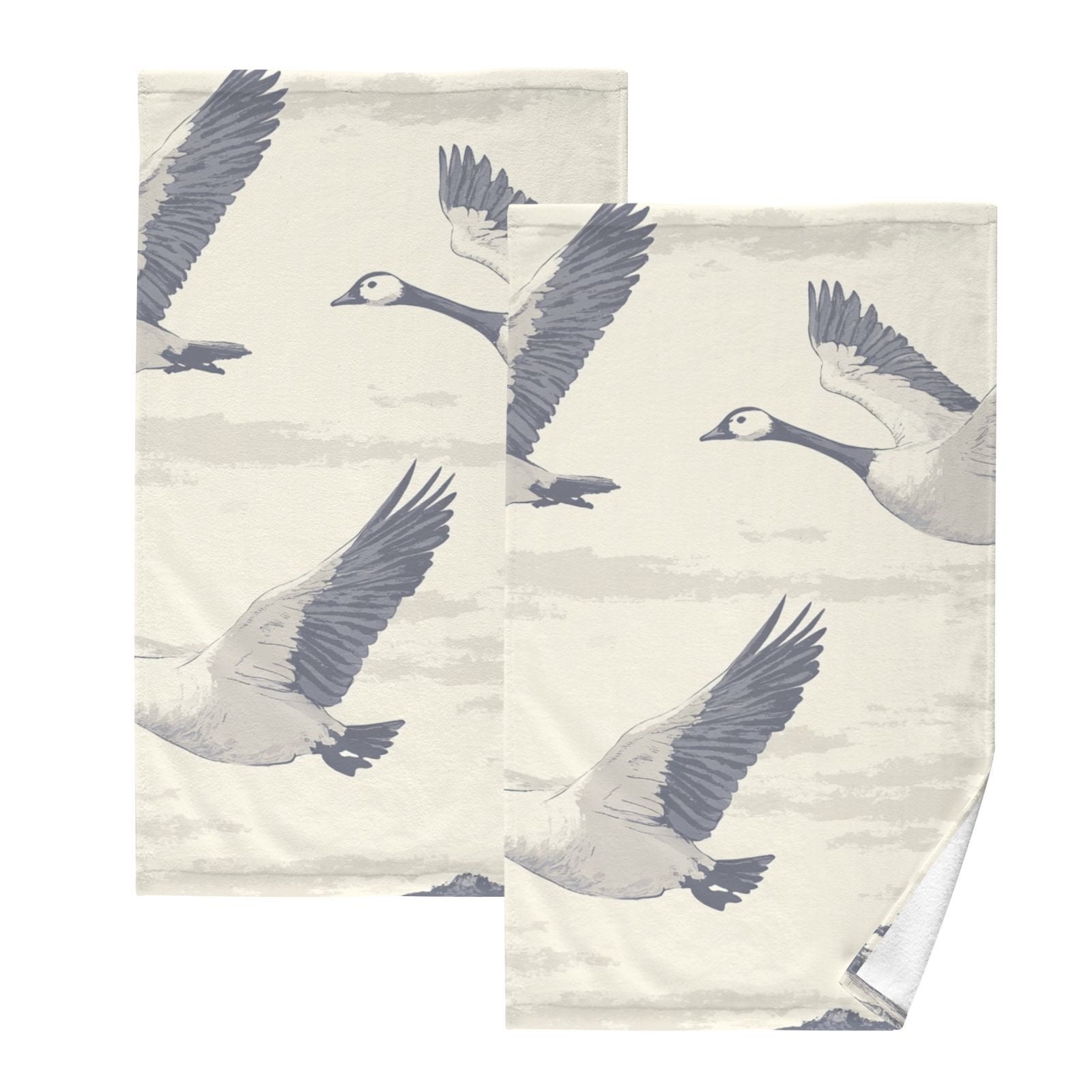 Flying Geese Hand Towels Cotton Bath Towels Large Face Towels Absorbent for Bathroom 2 Packs