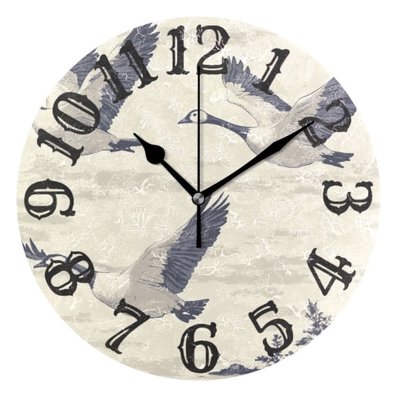 Flying Geese Wall Clock 10 inch Non-Ticking Easy to Read Decorative Clocks for Home Bedroom Living Room