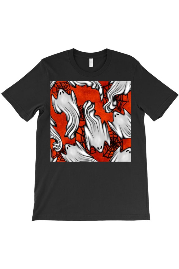 Flying Ghosts Seamless Pattern Themed Funny and Cute Themed Gift for a H16190 Unisex T-Shirt, Up to 5XL Available