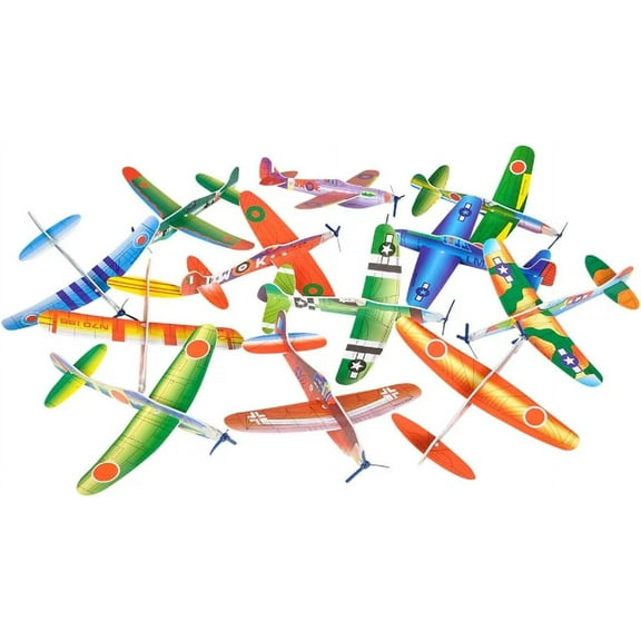 Flying Glider Plane - 12 Pack (8") Small Model Aircrafts in Assorted Designs. Each Comes in Colorful Envelope. Great Party Favor, Carnival Prizes (12 Pieces)