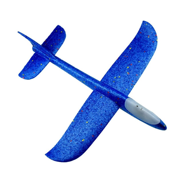 Flying Glider Planes With Flash LED Light 18.9" Foam Flight Mode Throwing Air Plane Aerobatic Airplane Outdoor Sport Game Toys Gift for Kids 3 4 5 6 7 Year Old Boy Blue/Green/Red