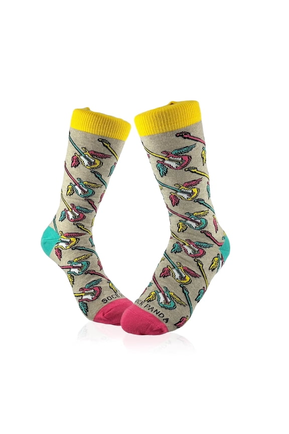 Flying Guitar Pattern Socks from the Sock Panda (Adult Small - Shoe Sizes 2-5)