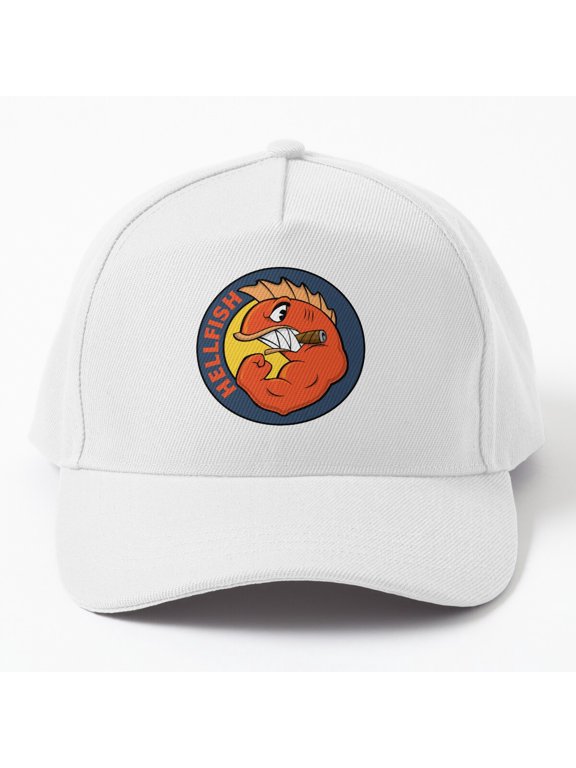 Flying Hellfish Baseball Cap, Military-Inspired Fish Character Graphic Design, Classic Hat