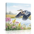 thumbnail image 1 of Flying Heron Canvas Wall Art for Living Room, Rustic Country Flower Plant Bird Grass Texture Blue Sky Wall Decor Framed Artwork Pictures Ready to Hang for Bedroom Office Home Decor, 1 of 9