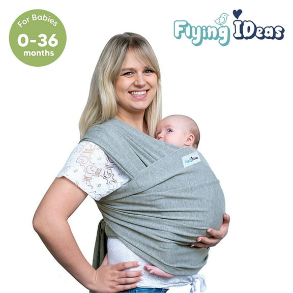 Flying Ideas Baby Wrap Carrier Breathable Baby Sling ,Hands Free Baby Carrier for Infant Newborn Gray
