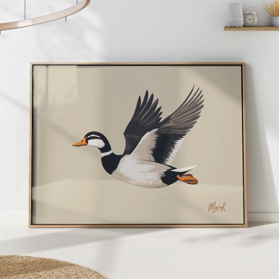 Flying Indian Runner Duck Art Elegant Bird Nature Decoration, Unframed Paper Poster 8x10in