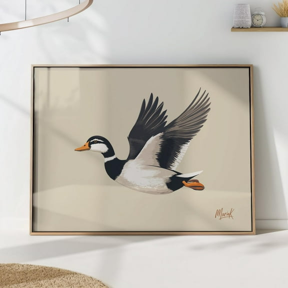 Flying Indian Runner Duck Art Print - Elegant Bird Wall Art, Nature-Inspired Decor Wall Art, Modern Wall Decor, 8x12 UNFRAMED