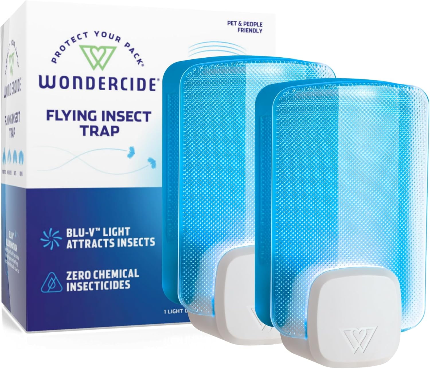 Flying Insect and Fly Trap - Indoor Bug Catcher for Fruit and House Flies, Gnats, Moths, and Mosquitoes - Starter Kit for Home and Kitchen - 1 Plug-in Light and 1 Cartridge