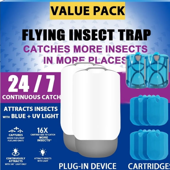 Flying Insect Mosquito Trap,Electronic Insect Killer, Mosquitoes Trap for Living Room, Home, Kitchen (Value 2 Pack +16 Pcs Glue Card)