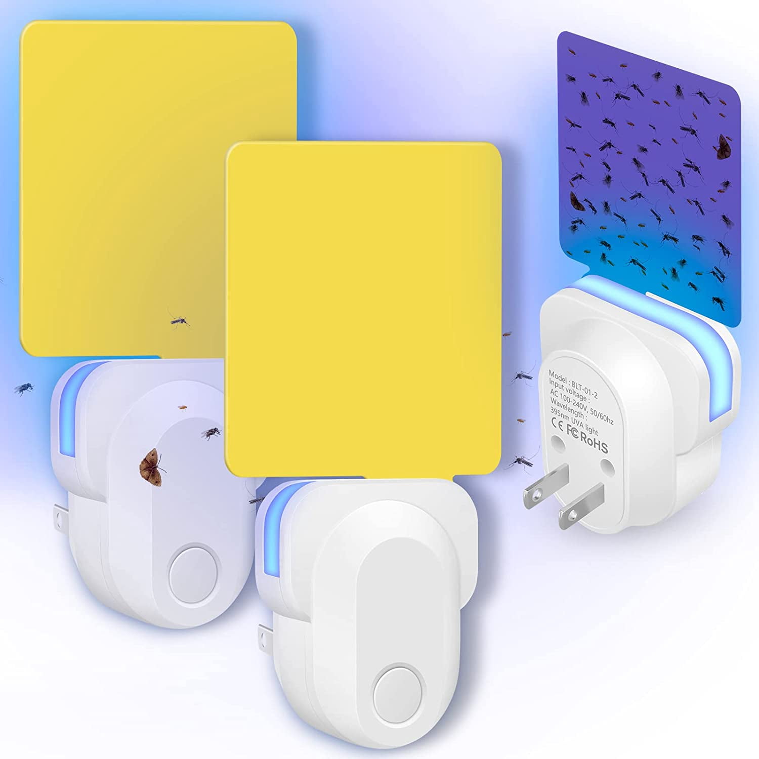 Flying Insect Trap,2023 Upgrade Mosquito Trap Gnat Indoor,Light Attractant Indoor Night Light Fly Trap with Sticky Pad for Flies,Gnats(10Pcs Sticky glue card)