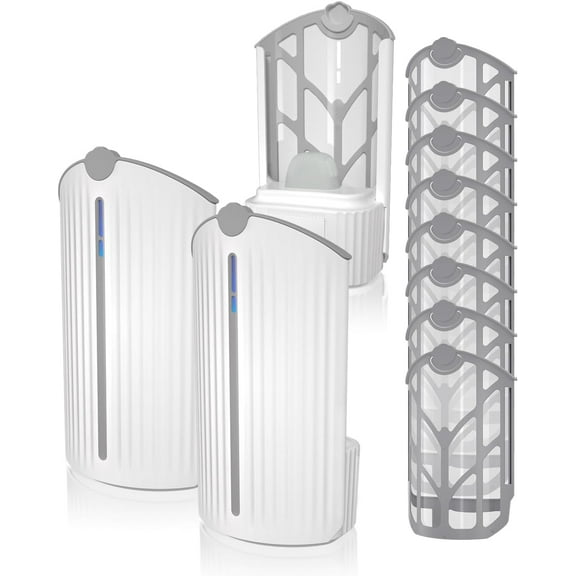 Flying Insect Trap, Fruit Fly Trap Plug in Indoor Bug Catcher with 8 Refill for Gnats, Moths, House & Fruit Flies - Refill Compatible with ZevoM364A/Max (2 Devices + 8 Refills)