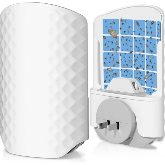 Flying Insect Trap for Indoors, Bug Killer Light Trap for Fruit Flies, Gnats, Moths, and Houseflies, 1 Device + 4 Refills, Best Fly Traps for Home, Kitchen, Bedroom, Plant Area, Garages