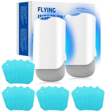 Flying Insect Trap for Indoors, Bug Killer Light Trap for Fruit Flies, Gnats, Moths, and Houseflies, 2 Devices + 16 Refills, Best Fly Traps for Home, Kitchen, Bedroom, Plant Area, Garages