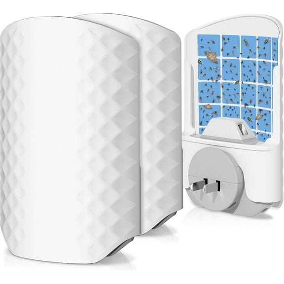 Flying Insect Trap for Indoors, Bug Killer Light Trap for Fruit Flies, Gnats, Moths, and Houseflies, 2 Devices + 8 Refills, Best Fly Traps for Home, Kitchen, Bedroom, Plant Area, Garages