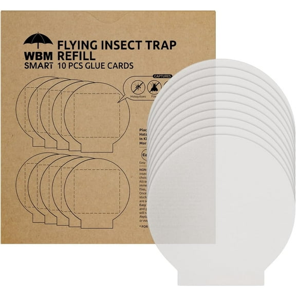 WBM Insect Trap Refill Pads, Compatible with Indoor Light Trap, 10 Count