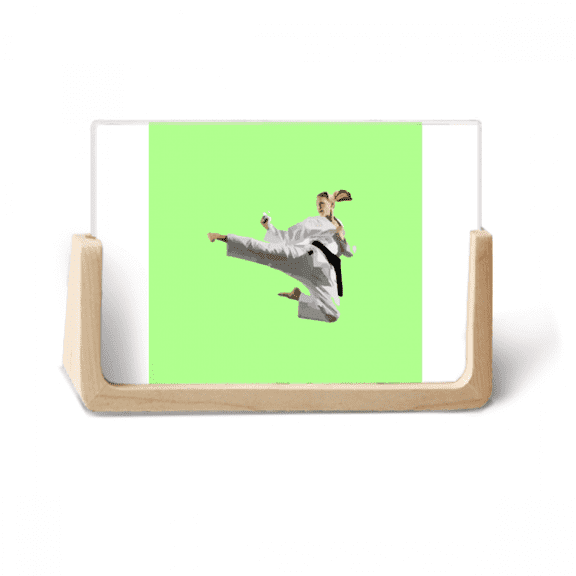 Flying Kick Martial Arts Practice Photo Wooden Photo Frame Tabletop Display