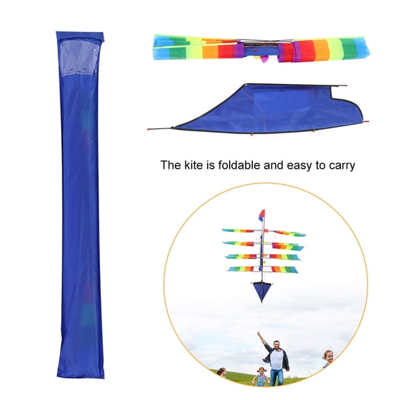 Flying Kite, Polyester Bright Colors Sailboats Stereo Kites Portable Pattern Image 500 Meters for Outdoor
