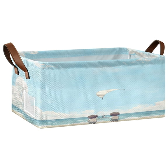 Flying Kites Open Home Storage Bins Foldable Metal Frame Shelf Baskets 16.9x11.4x7.7in Water-Resistant