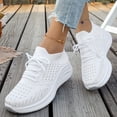thumbnail image 1 of Flying Knit Mesh Breathable Womens Sneakers, Lace Up Cushion Soft Sole Shoes, Casual Daily Walking Athletic Footwear White 42, 1 of 5