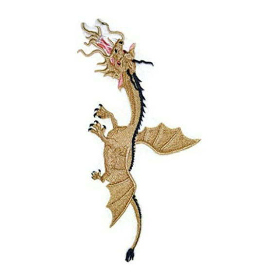 Flying Korean Dragon Embroidery Iron On/Sew Patch [6.26" X 5.28"]