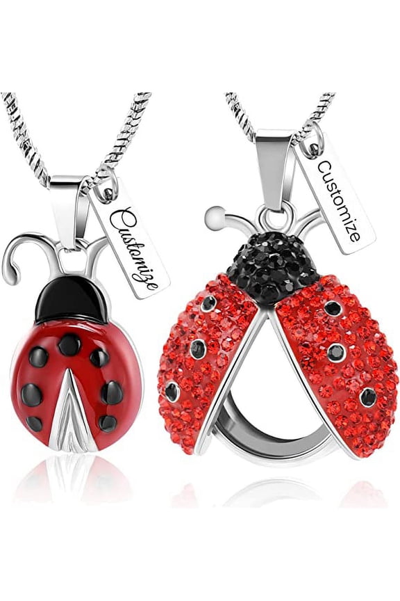 Flying Ladybug Urn Necklace for Ashes for Women Stainless Steel Animal Shape Ashes Keepsake Urn Locket Memorial Jewelry