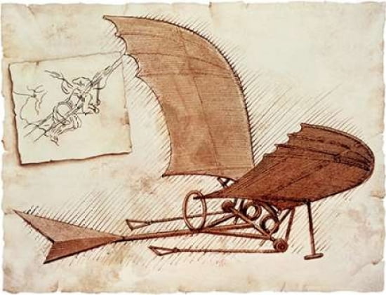 Flying Machine Canvas Art - Leonardo Da Vinci (22 x 28)