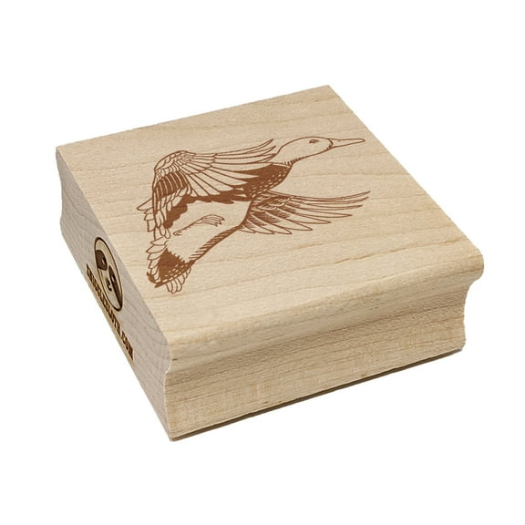 Flying Mallard Duck Square Rubber Stamp Stamping Scrapbooking Crafting - Small 1.25in