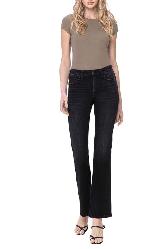 - Mid-Rise Bootcut Jeans in Sleek Vintage Black (32" Inseam) - F5291