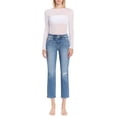 thumbnail image 1 of Flying Monkey - High Rise Slim Straight Jeans with Distressed Hem (27.5" Inseam) - F5213, 1 of 9