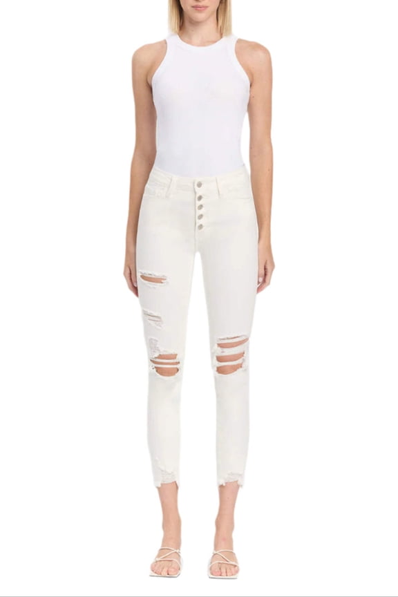 - Exhilaration - High Rise Button Up Skinny Jeans - F4760