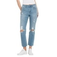 thumbnail image 1 of Flying Monkey - High Rise Distressed Slim Straight Cropped Jeans with Raw Hem (26 1/4" Inseam) - Y3118, 1 of 10