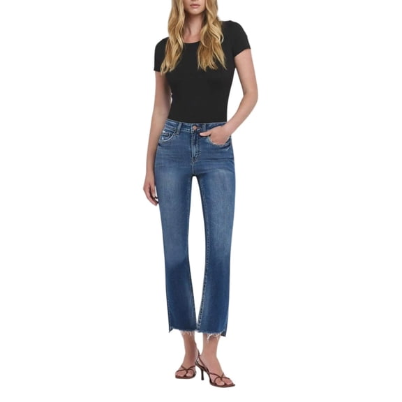 Flying Monkey- High Rise Crop Flare with Step Hem Detail Jean - F5245
