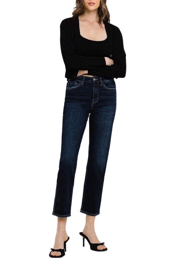 - High Rise Cropped Straight Jeans - BY4446A