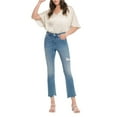 thumbnail image 1 of Flying Monkey - High Rise Kick Flare Jeans with Uneven Distressed Hem (27" Inseam) - F5120, 1 of 9