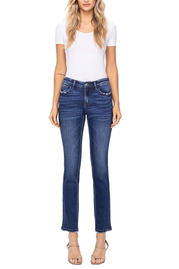 - Mid Rise Ankle Slim Straight Jean - F4999