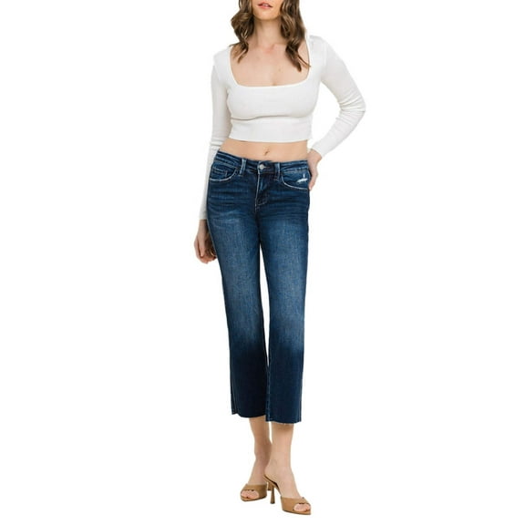Flying Monkey - Mid Rise Cropped Straight Jeans - BY4499A