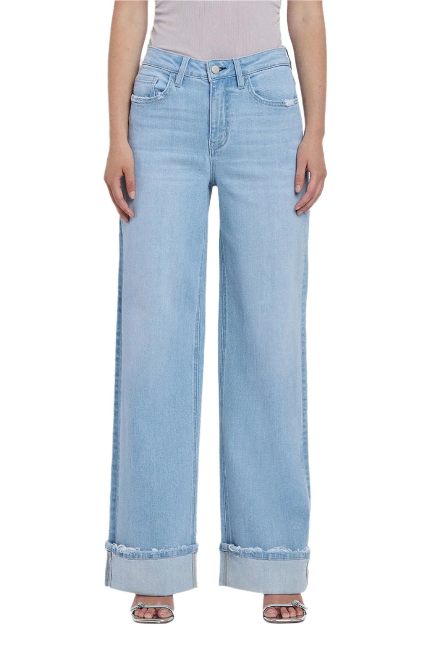 High Rise Cuffed Baggy Jeans
